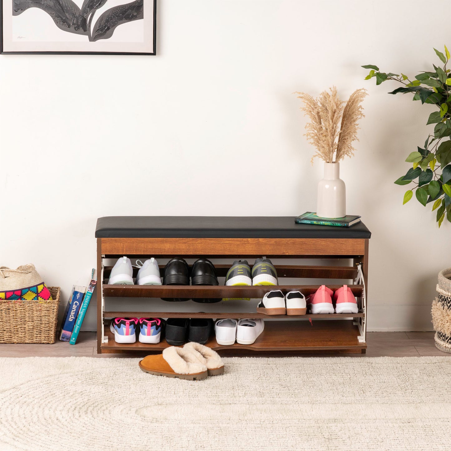 Modern Bench Shoe Cabinet – 100x30x52cm