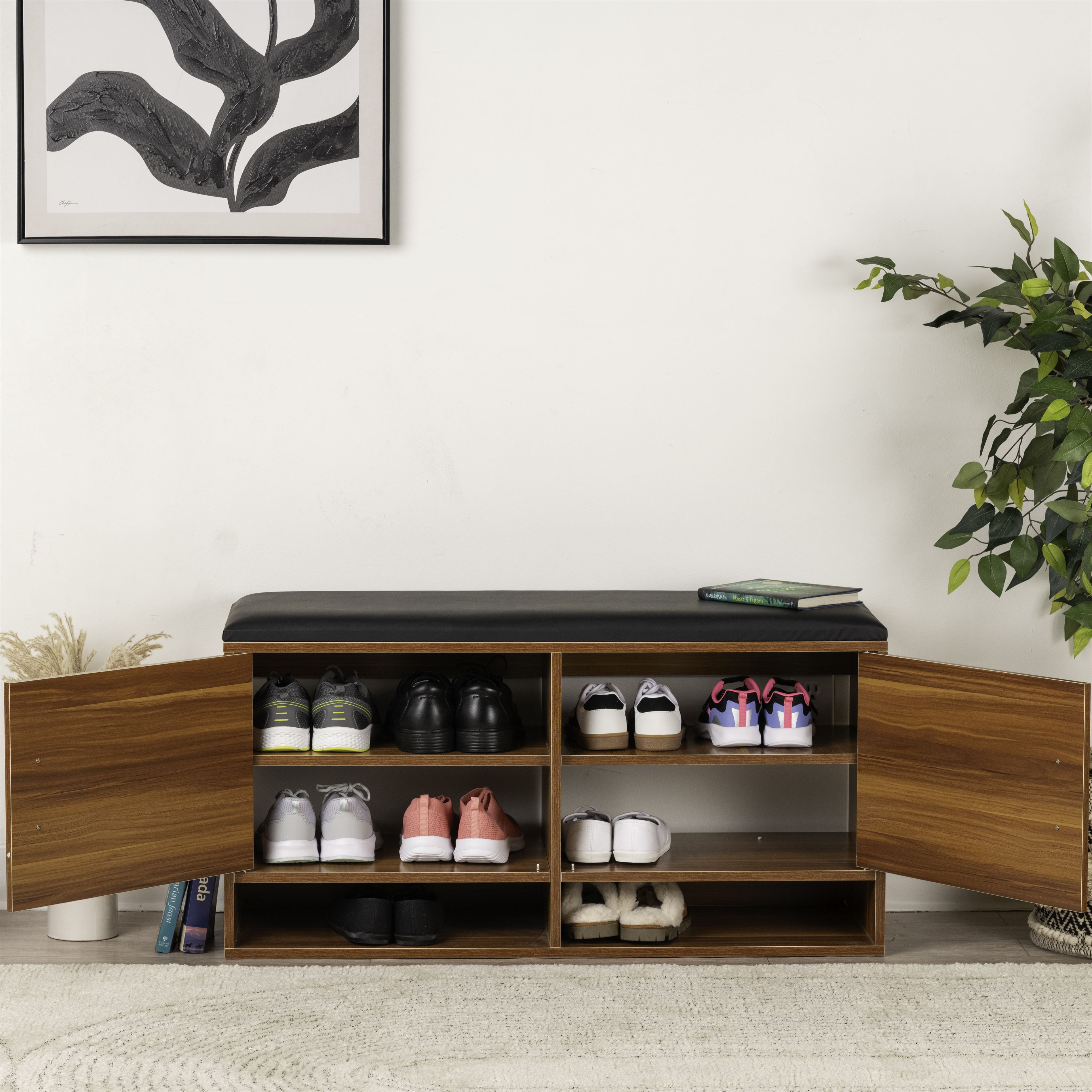 Shoe Cabinet Shoe Organizer With Layers colors black and white and
