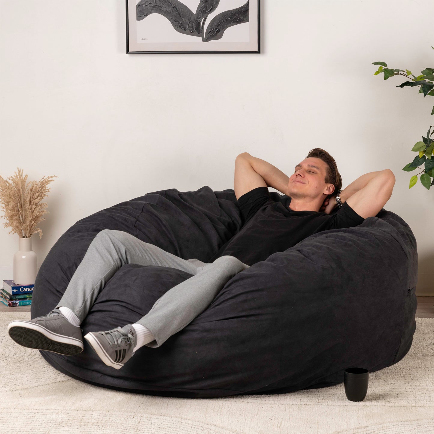 Giant Foam-Filled Bean Bag Chair - Velvet 5.5 ft (cover and filler included)