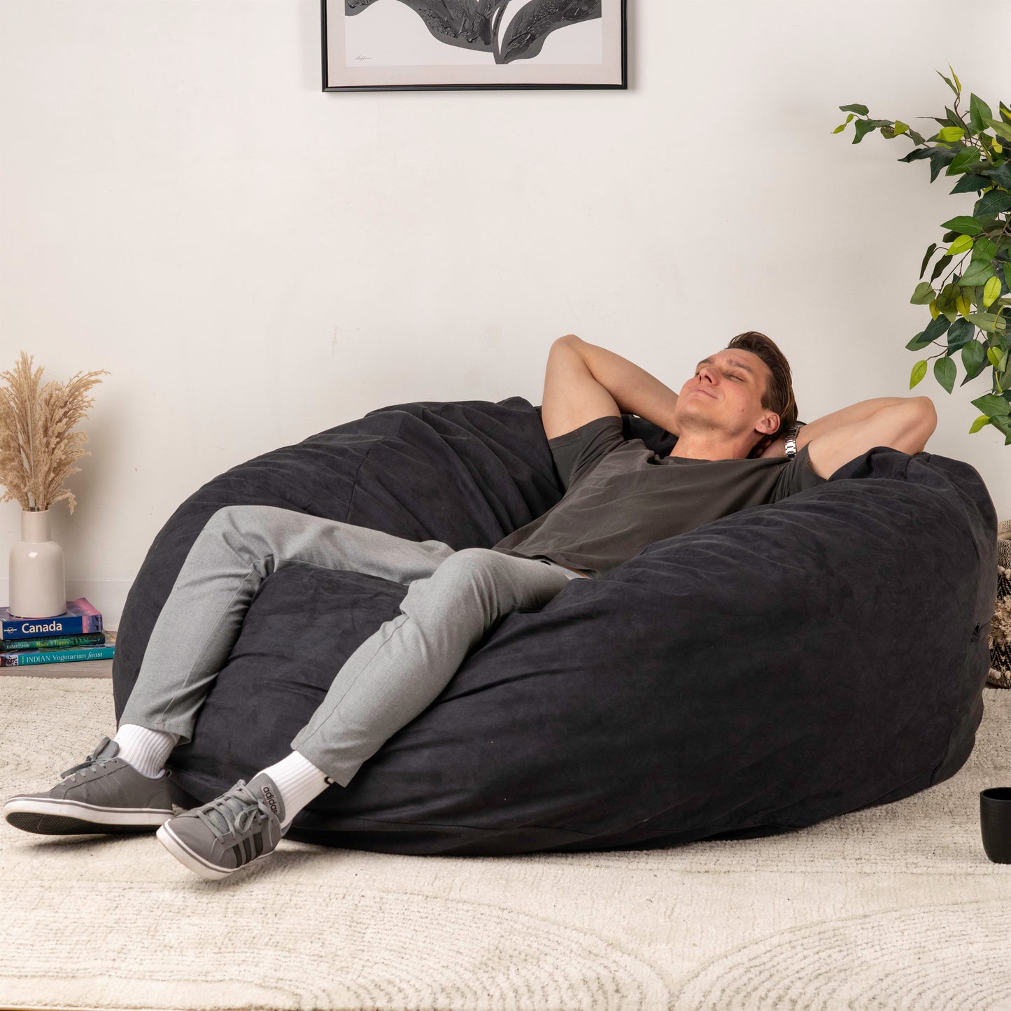 Giant Foam-Filled Bean Bag Chair - Velvet 5.5 ft (cover and filler included)