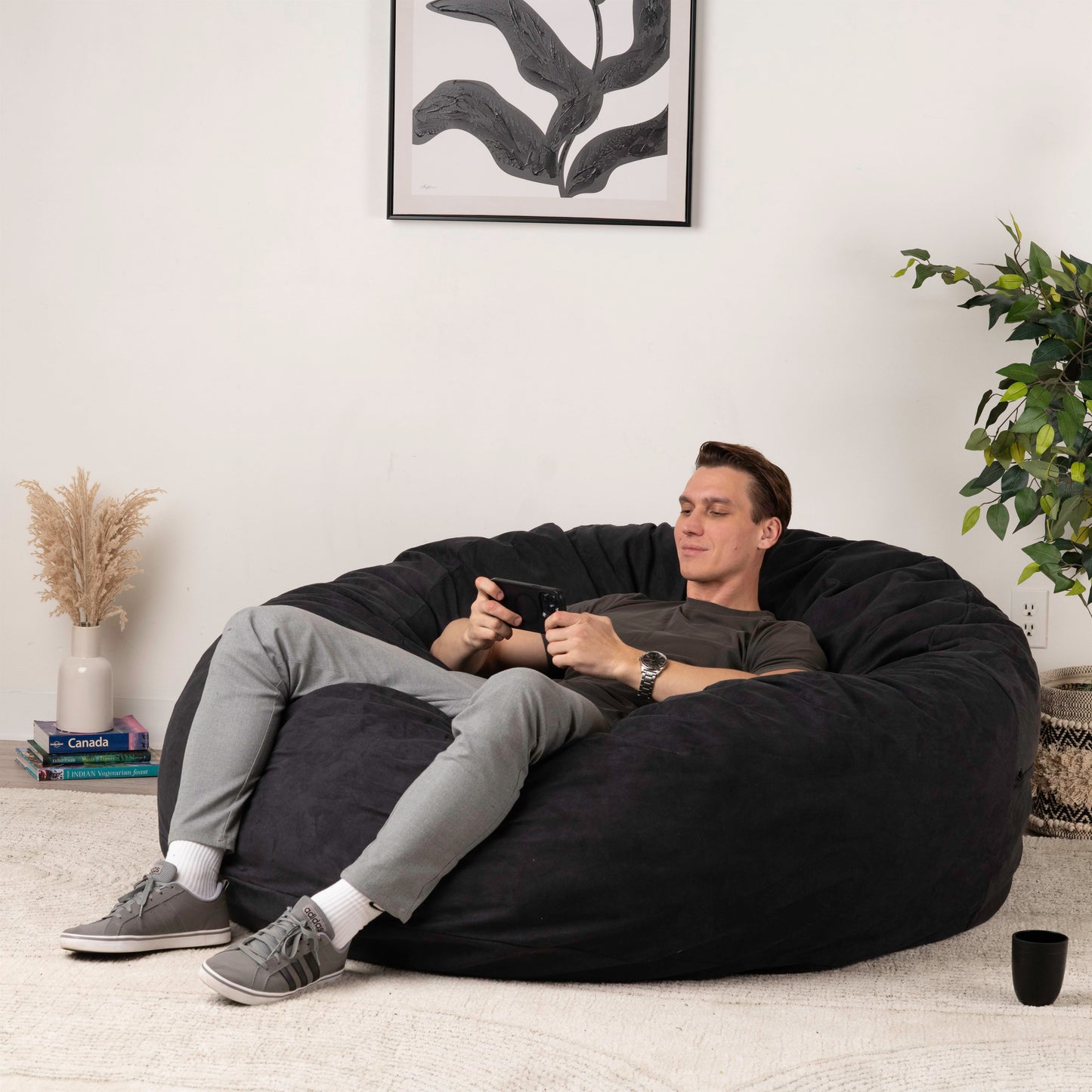 Giant Foam-Filled Bean Bag Chair - Velvet 5.5 ft (cover and filler included)
