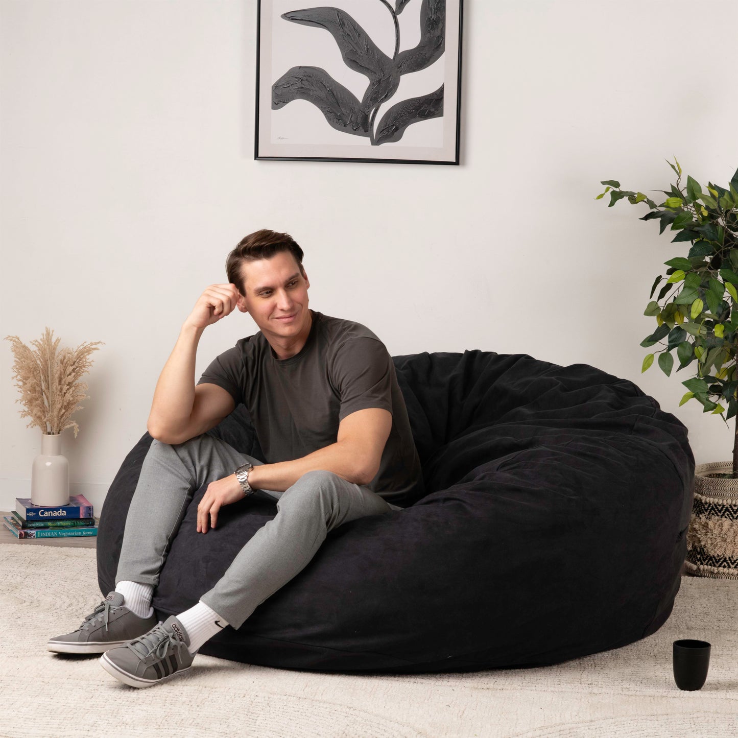 Giant Foam-Filled Bean Bag Chair - Velvet 5.5 ft (cover and filler included)