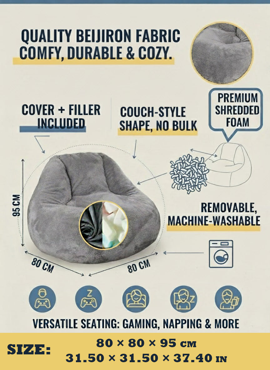 Giant Foam-Filled Couch Bean Bag (cover and filler included)