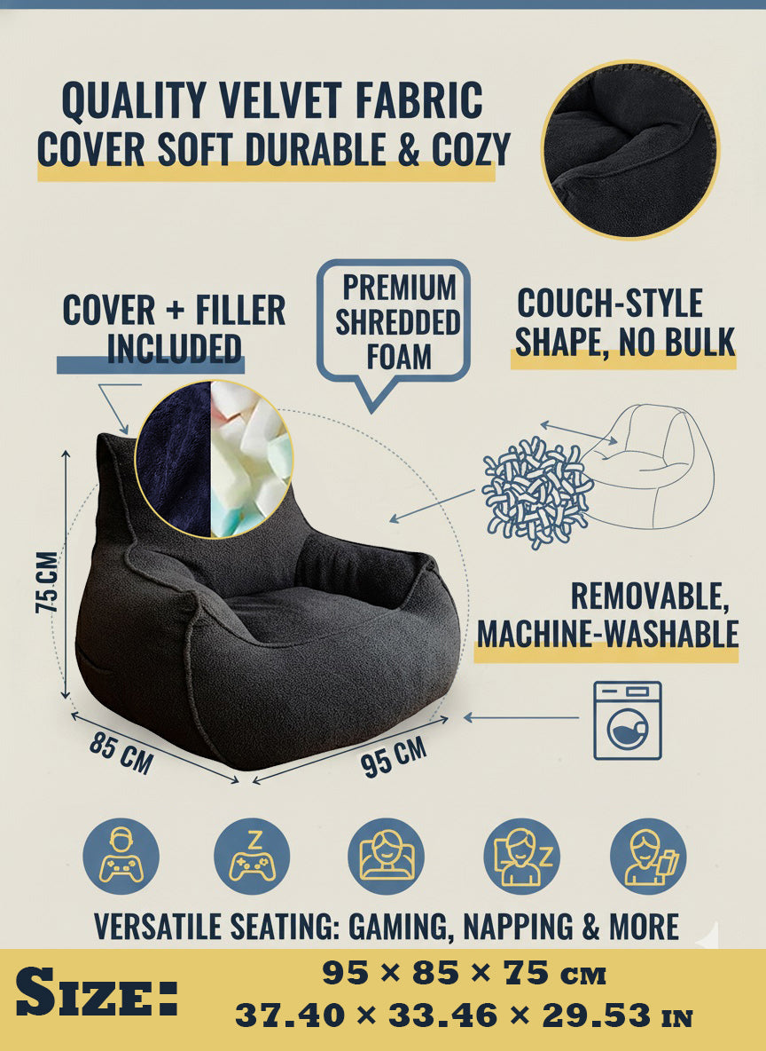 Giant Foam-Filled Couch Bean Bag (cover and filler included)