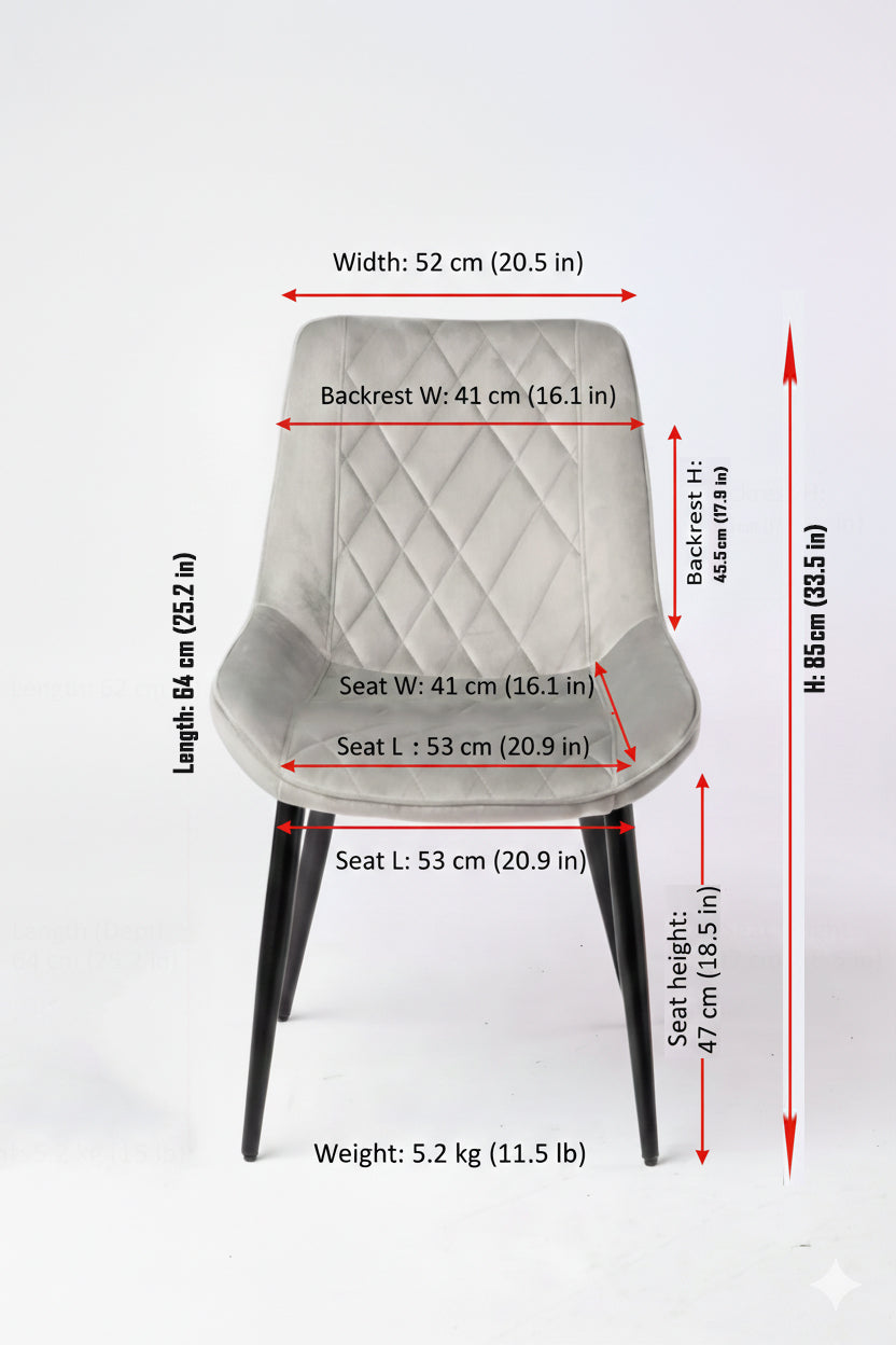 Chaise de salle à manger luxueuse en velours – Moderne et confortable