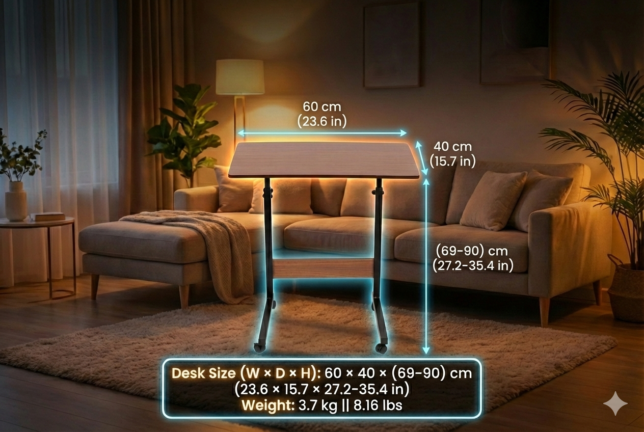 Height-Adjustable Standing Table with Wheels
